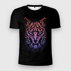 Мужская спорт-футболка Realistic gradient wolf