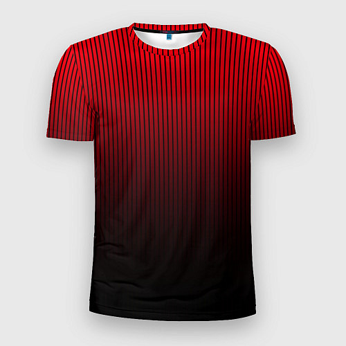 Мужская спорт-футболка Красно-чёрный градиент в полоску / 3D-принт – фото 1