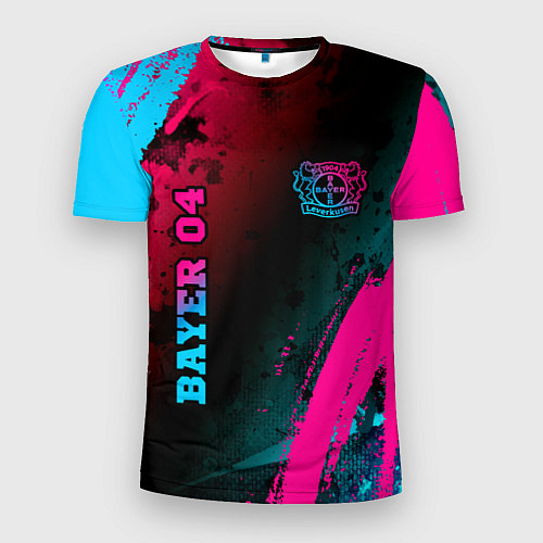 Мужская спорт-футболка Bayer 04 - neon gradient вертикально / 3D-принт – фото 1