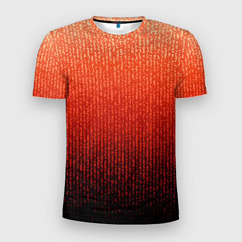 Мужская спорт-футболка Полосатый градиент оранжево-красный в чёрный / 3D-принт – фото 1