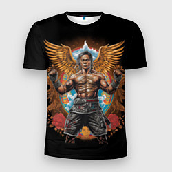 Мужская спорт-футболка Муай-Тай боец с золотыми крыльями