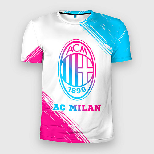 Мужская спорт-футболка AC Milan neon gradient style / 3D-принт – фото 1