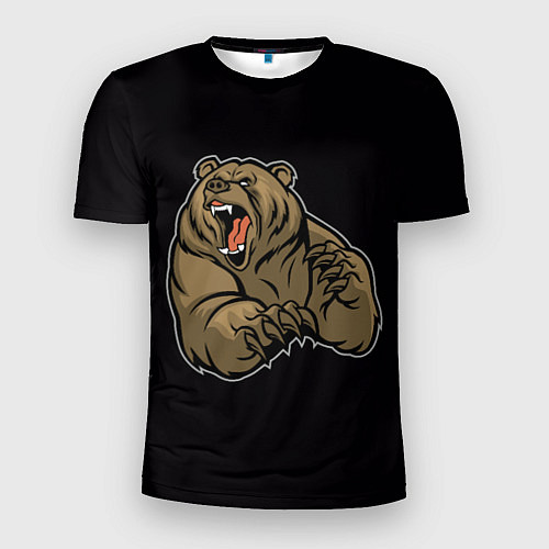 Мужская спорт-футболка Бурый медведь злится / 3D-принт – фото 1