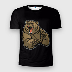 Футболка спортивная мужская Бурый медведь злится, цвет: 3D-принт