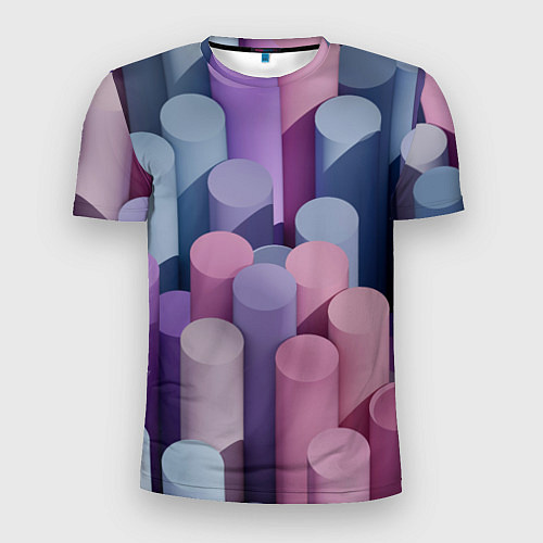 Мужская спорт-футболка Цветные цилиндры / 3D-принт – фото 1