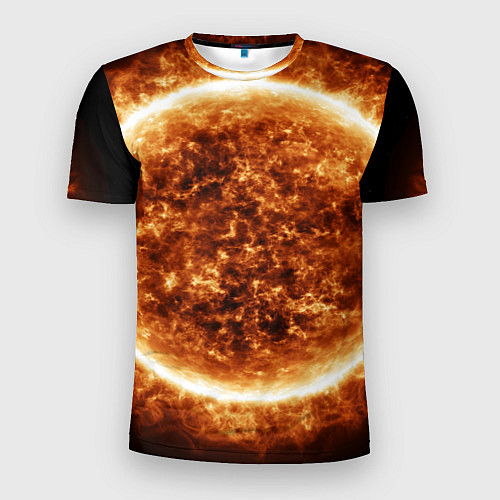 Мужская спорт-футболка Пылающее солнце крупным планом / 3D-принт – фото 1
