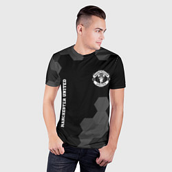 Футболка спортивная мужская Manchester United sport на темном фоне вертикально, цвет: 3D-принт — фото 2