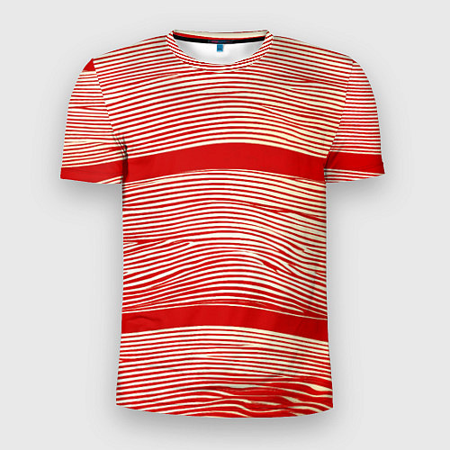 Мужская спорт-футболка В красную полосочку / 3D-принт – фото 1