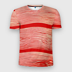 Футболка спортивная мужская В красную полосочку, цвет: 3D-принт
