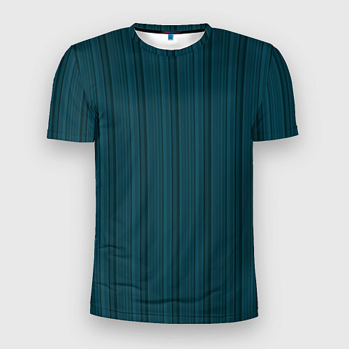 Мужская спорт-футболка Тёмный бирюзовый в полоску / 3D-принт – фото 1
