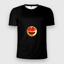 Мужская спорт-футболка Объемный влюблённый смайл улыбка с языком черном