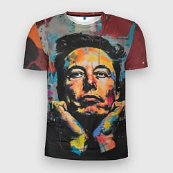 Футболка спортивная мужская Илон Маск граффити портрет, цвет: 3D-принт
