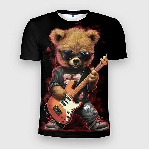 Мужская спорт-футболка Плюшевый медведь музыкант с гитарой / 3D-принт – фото 1