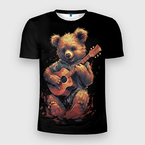 Мужская спорт-футболка Большой плюшевый медведь играет на гитаре / 3D-принт – фото 1