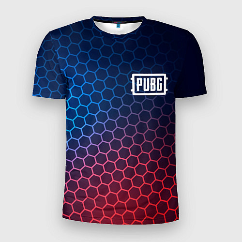 Мужская спорт-футболка PUBG неоновые соты / 3D-принт – фото 1