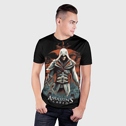 Футболка спортивная мужская Assassins creed абстрактный фон, цвет: 3D-принт — фото 2