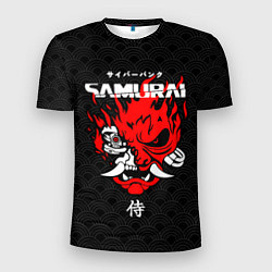 Мужская спорт-футболка Киберпанк 2077 - логотип самурая