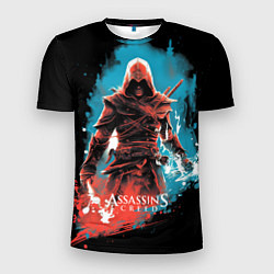 Мужская спорт-футболка Assassins creed фон абстрактный