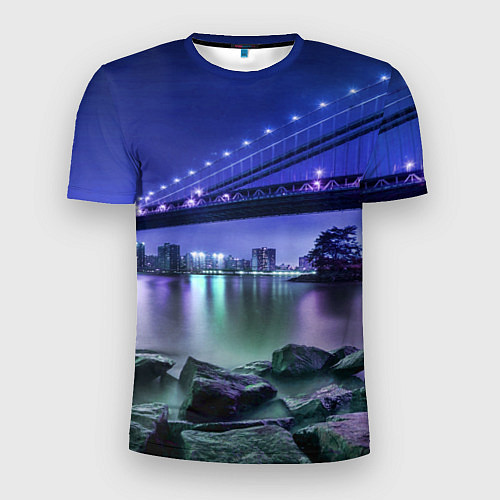 Мужская спорт-футболка Вечерняя Америка - мост / 3D-принт – фото 1