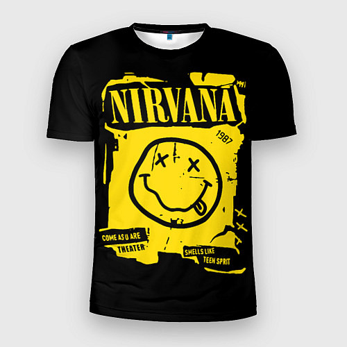 Мужская спорт-футболка Nirvana - смайлик / 3D-принт – фото 1