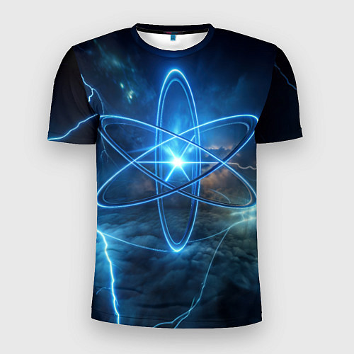 Мужская спорт-футболка Светящийся атом и молнии / 3D-принт – фото 1
