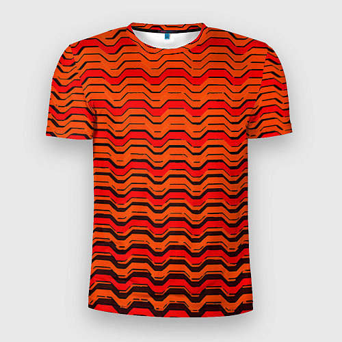 Мужская спорт-футболка Красные линии и чёрные полосы / 3D-принт – фото 1