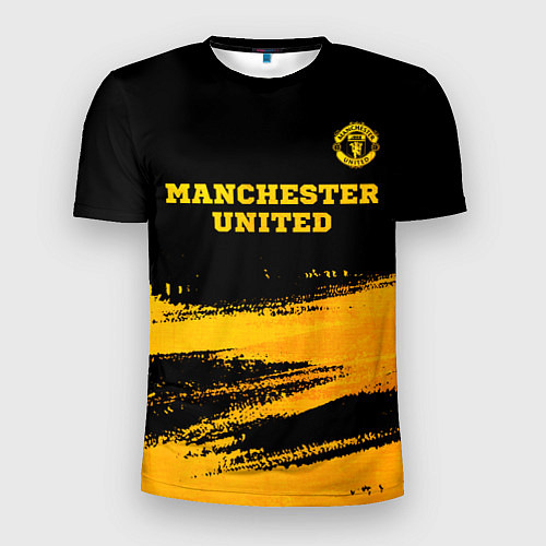 Мужская спорт-футболка Manchester United - gold gradient посередине / 3D-принт – фото 1