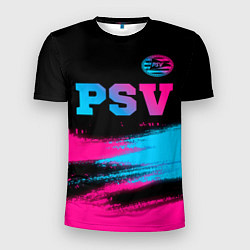 Мужская спорт-футболка PSV - neon gradient посередине