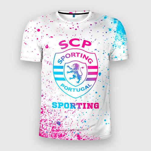 Мужская спорт-футболка Sporting neon gradient style / 3D-принт – фото 1