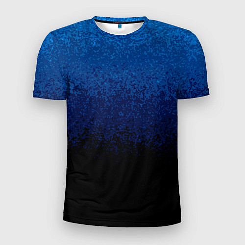 Мужская спорт-футболка Градиент сине-чёрный текстурный / 3D-принт – фото 1