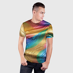 Футболка спортивная мужская Жидкий радужный металл, цвет: 3D-принт — фото 2