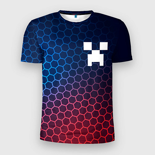 Мужская спорт-футболка Minecraft неоновые соты / 3D-принт – фото 1