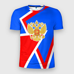 Мужская спорт-футболка Герб России - патриотические цвета