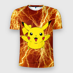 Мужская спорт-футболка Pikachu yellow lightning