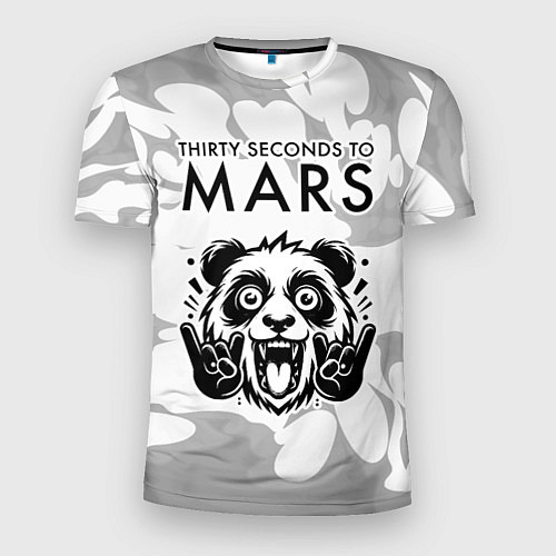 Мужская спорт-футболка Thirty Seconds to Mars рок панда на светлом фоне / 3D-принт – фото 1