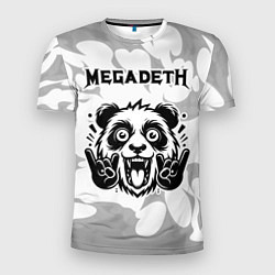 Мужская спорт-футболка Megadeth рок панда на светлом фоне