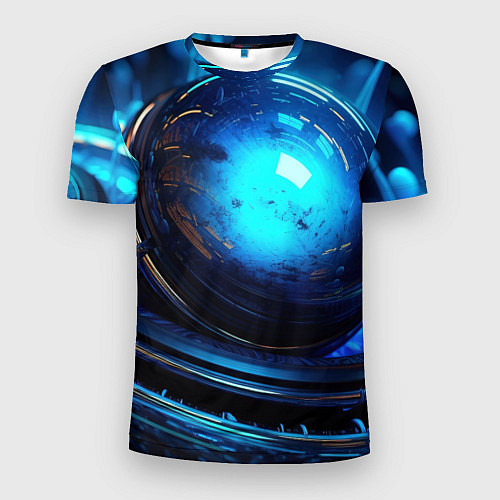 Мужская спорт-футболка Кислотная синяя яркая неоновая абстракция / 3D-принт – фото 1