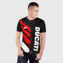 Футболка спортивная мужская Ducati - красный технологический, цвет: 3D-принт — фото 2