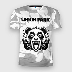 Мужская спорт-футболка Linkin Park рок панда на светлом фоне