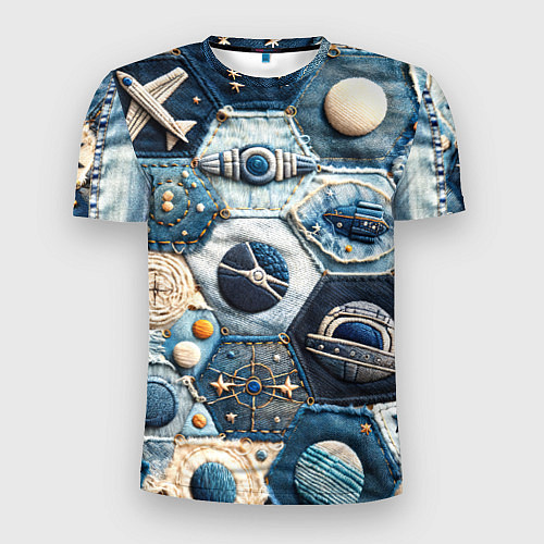 Мужская спорт-футболка Пэчворк с авиацией / 3D-принт – фото 1