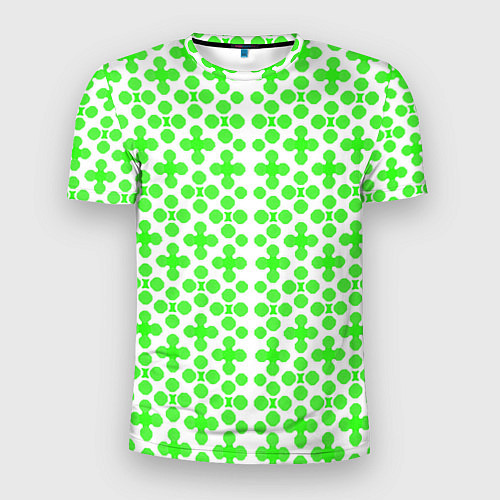 Мужская спорт-футболка Зелёные четырёхлистники на белом фоне / 3D-принт – фото 1