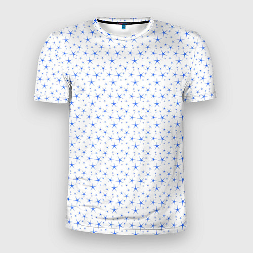Мужская спорт-футболка Белый с голубыми звёздочками / 3D-принт – фото 1