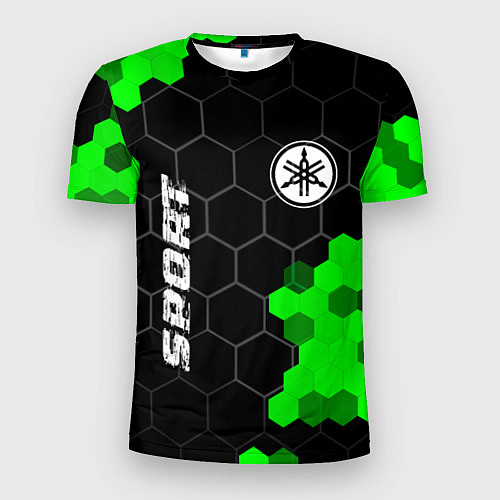 Мужская спорт-футболка Yamaha green sport hexagon / 3D-принт – фото 1