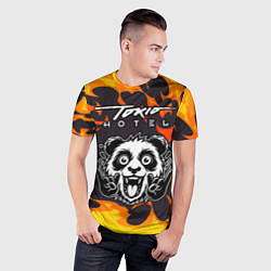 Футболка спортивная мужская Tokio Hotel рок панда и огонь, цвет: 3D-принт — фото 2