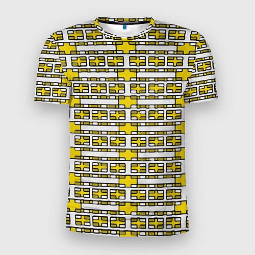 Мужская спорт-футболка Жёлтые и белые кирпичики на белом фоне / 3D-принт – фото 1
