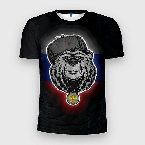 Мужская спорт-футболка Медведь с символикой РФ / 3D-принт – фото 1