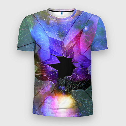 Мужская спорт-футболка Расколотое стекло - космическая туманность / 3D-принт – фото 1