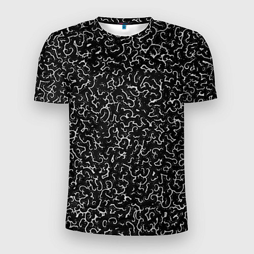 Мужская спорт-футболка Белые завитушки на черном фоне / 3D-принт – фото 1