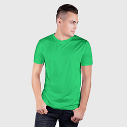 Футболка спортивная мужская Яркий зелёный текстурированный в мелкий квадрат, цвет: 3D-принт — фото 2