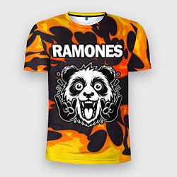 Мужская спорт-футболка Ramones рок панда и огонь
